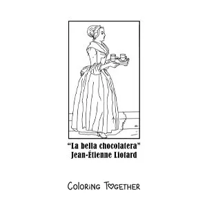 Coloring page of The Chocolate Girl by Jean-Etienne Liotard