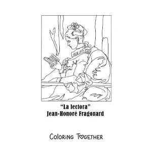 Coloring page of The Reader by Jean Honore Fragonard