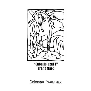 Coloring page of The Blue Horse by Franz Marc