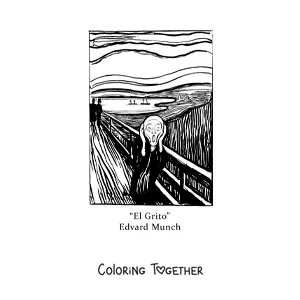 Coloring page of The Scream by Edvard Munch