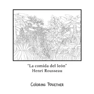 Coloring page of The Repast of the Lion by Henri Rousseau