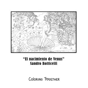 Coloring page of The Birth of Venus by Sandro Botticelli