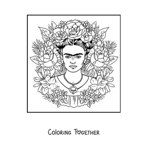 Coloring page of a painting of Frida Kahlo