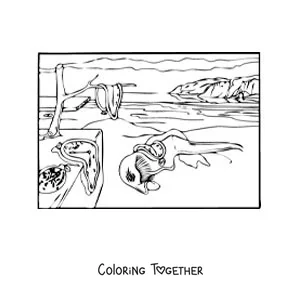Coloring page of The Persistence of Memory for kids