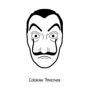 Coloring page of a Dali mask