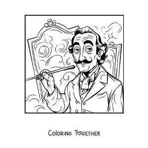 Coloring page of an animated Salvador Dali painting
