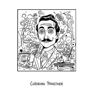 Coloring page of the surrealism of Salvador Dali