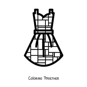 Coloring page of a dress design in the style of Mondrian
