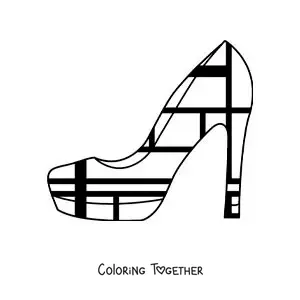 Coloring page of a shoe design in the style of Mondrian