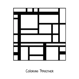 Coloring page of a Piet Mondrian painting for kids