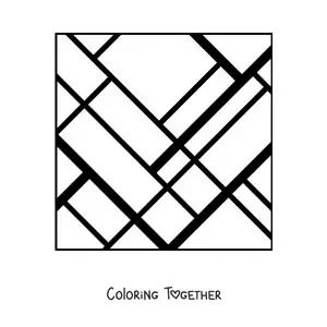 Coloring page of artwork in the style of Mondrian