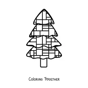 Coloring page of a tree in the style of Piet Mondrian for kids