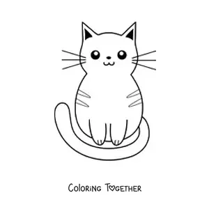 Coloring page of a cat sitting
