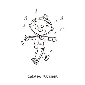 Coloring page of a grandma working out