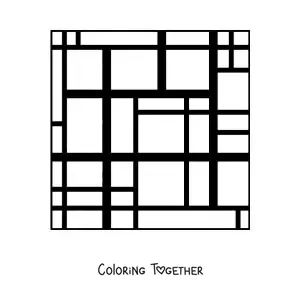 Coloring page of art in the style of Mondrian