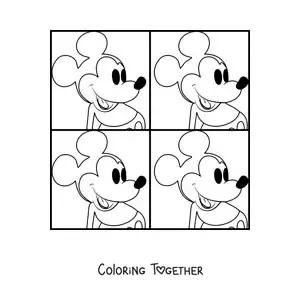 Coloring page of Mickey Mouse artwork by Andy Warhol