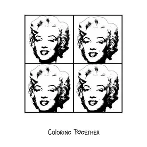Coloring page of the Marilyn Diptych by Andy Warhol