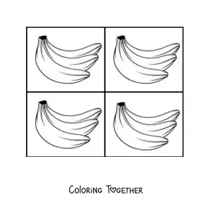 Coloring page of a cartoon of bananas in the style of Andy Warhol