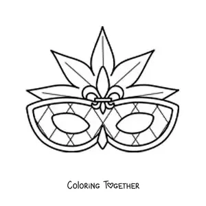 Coloring page of an easy carnival mask for kids