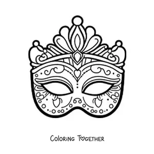 Coloring page of a carnival mask to cut out