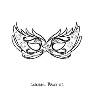 Coloring page of an elegant carnival mask