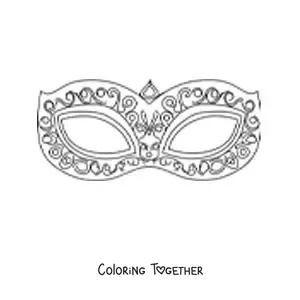 Coloring page of an elegant carnival mask to cut out