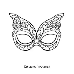 Coloring page of a butterfly mask for girls