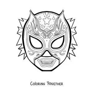 Coloring page of a wrestler mask