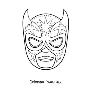 Coloring page of a lucha libre mask for kids