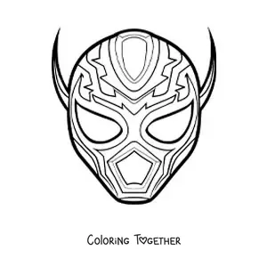 Coloring page of a Mexican wrestler mask