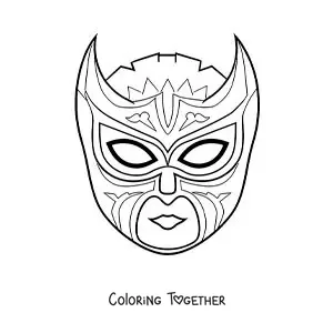 Coloring page of a wrestler mask to cut out