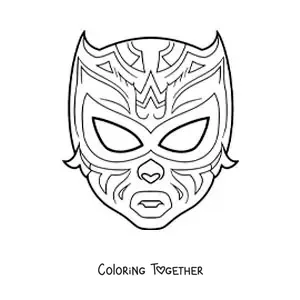 Coloring page of a wrestler mask for Halloween