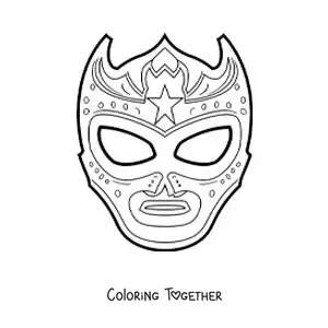 Coloring page of a Mexican wrestler mask to cut out