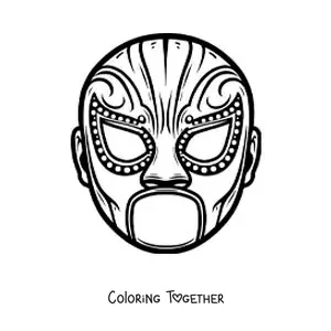Coloring page of a wrestler mask for kids