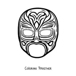 Coloring page of a wrestler mask design