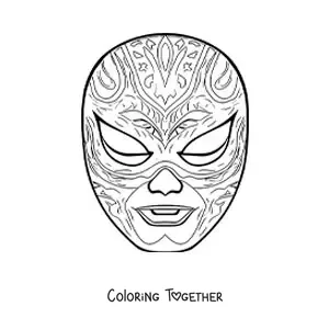 Coloring page of a lucha libre mask for a Halloween costume