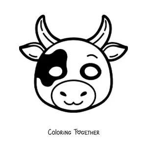 Coloring page of an easy cow mask for kids