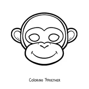 Coloring page of a monkey mask for kids