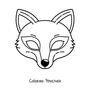 Coloring page of a fox mask for kids