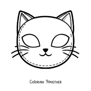 Coloring page of an easy cat mask for kids
