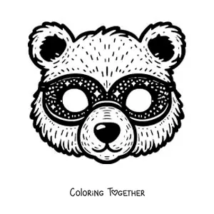 Coloring page of a carnival bear mask