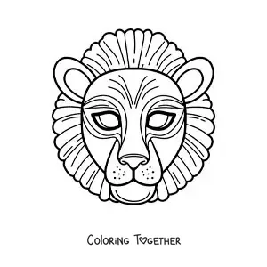 Coloring page of a lion mask