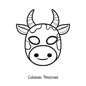 Coloring page of a cow mask