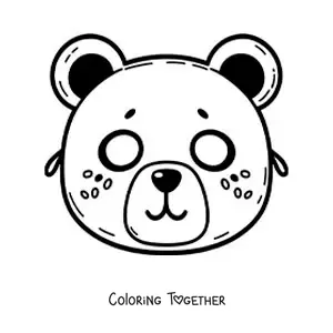 Coloring page of a cartoon bear mask