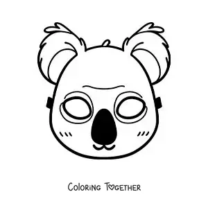 Coloring page of a koala mask