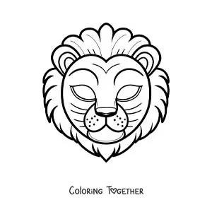 Coloring page of an easy lion mask
