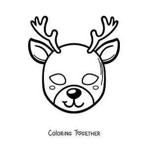 Coloring page of a reindeer mask