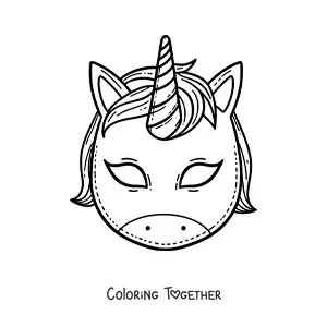 Coloring page of a unicorn mask