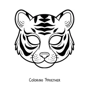 Coloring page of a tiger mask