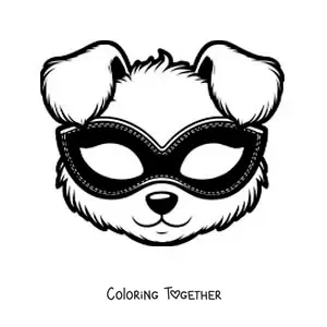 Coloring page of a carnival dog mask